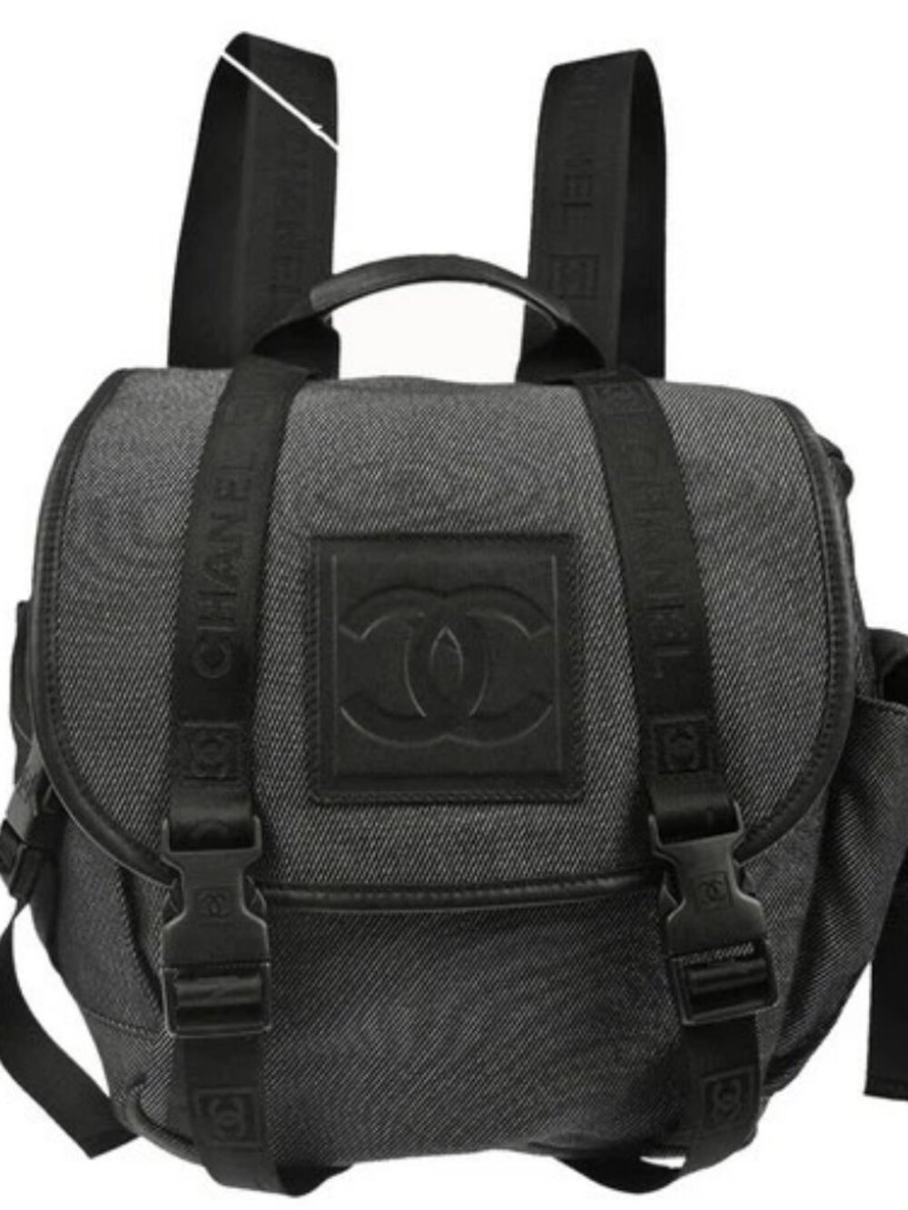 Chanel Black Silver Canvas Sport Line Backpack 126568